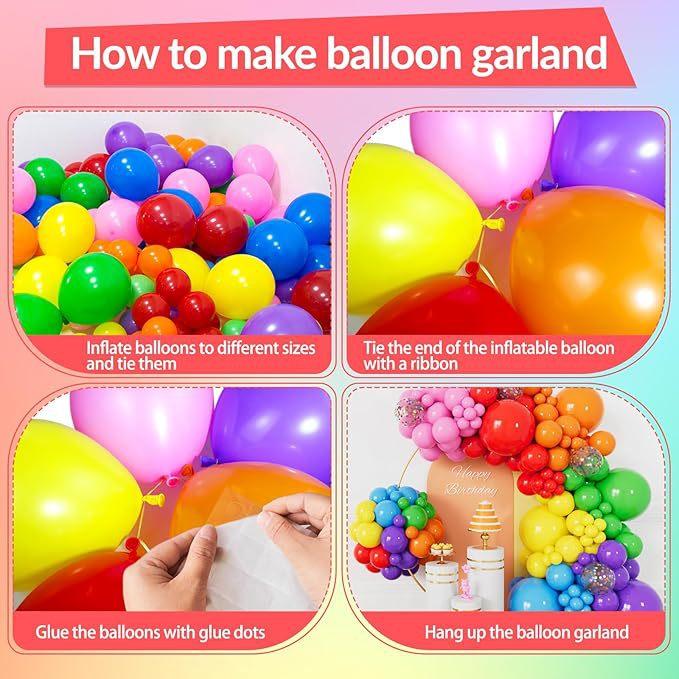 162 Buntes Regenbogen-Ballonbogen-Set, 18 Zoll 10 Zoll 5 Zoll Regenbogen-Ballonkranz Partydekoration