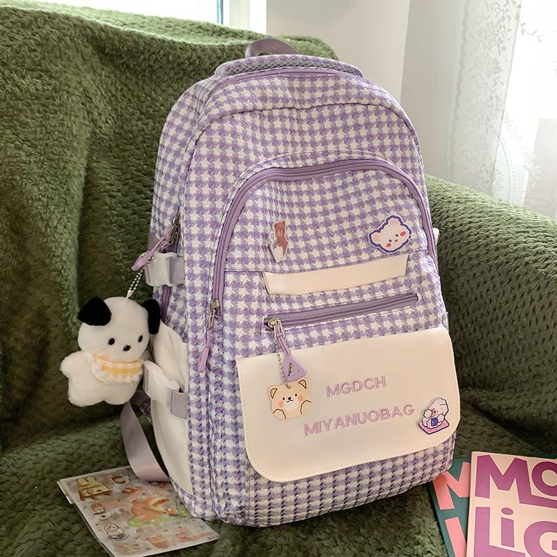School Bag Children Elementary School Girls Plaid Middle School Students No High Quality Fashion Junior High School Backpack