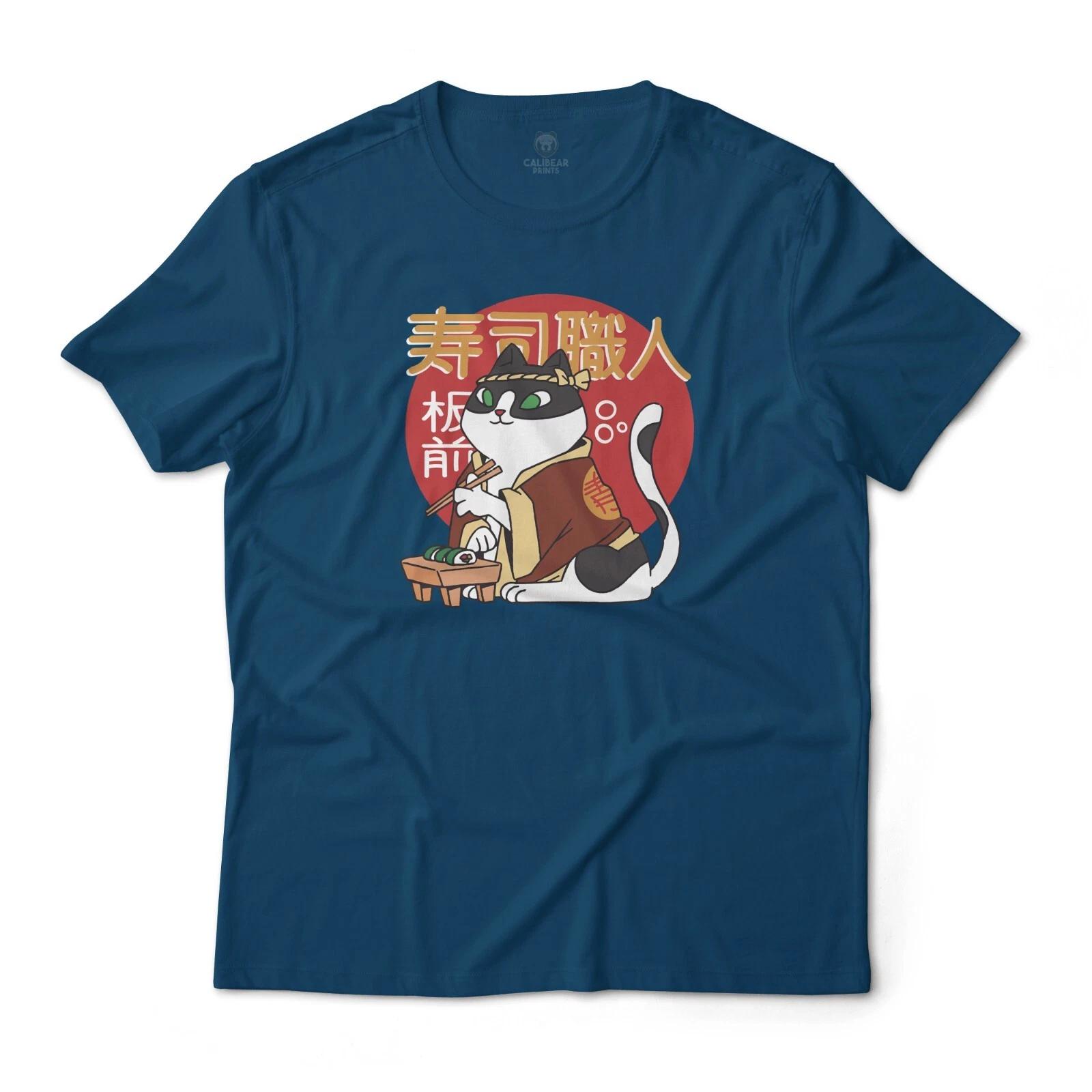

Japanese Cat Sushi Chef Funny Aesthetic Graphic T-T-Shirt Unisex 100% Cotton Tee 3XL