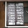 8 Grids Clear Plastic Cable Storage Box Data Cable Storage Container Save Space Cable Management