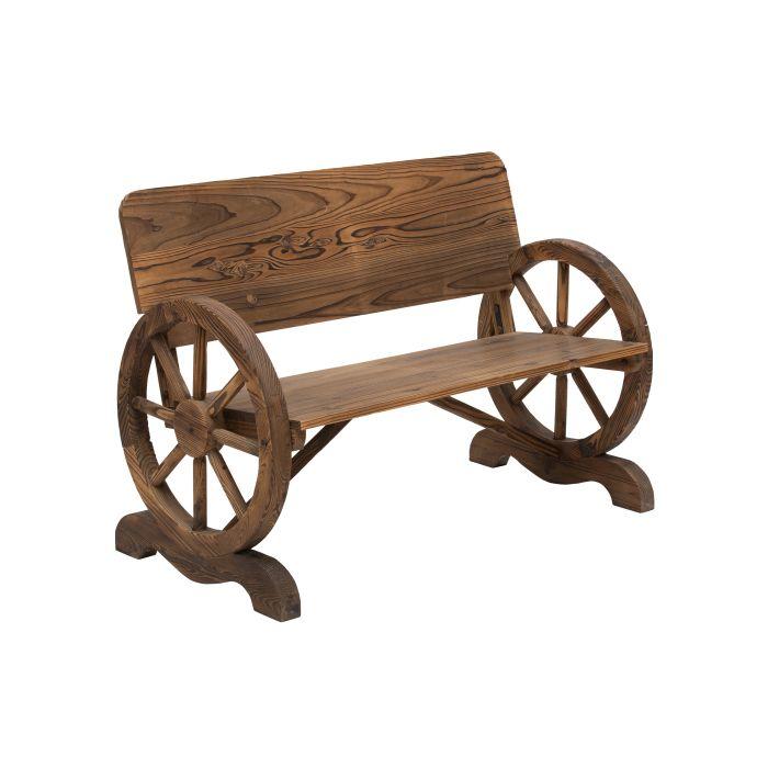 Gartenbank - Outsunny - Massivholz - 2-Sitzer - Belastbarkeit 250 kg - Rustikaler Stil braun