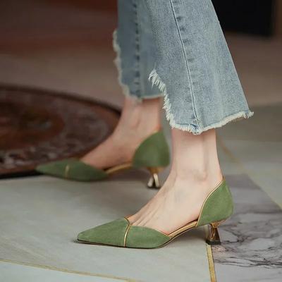 Sexy Damen Sandalen High Heels Mode Spitzschuhe Sommer 2024 Neu Kleid Party Stilettos Marke Grüne Pumps Schuhe Damen
