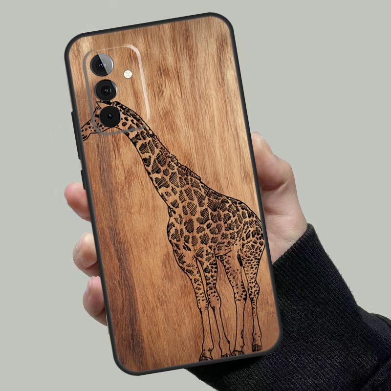 Natural Bamboo Wood Animal Print Case For Samsung Galaxy A56 A36 A16 A33 A13 A23 A52 A32 A12 A54 A34 A14 A53 A15 A35 A55 A17