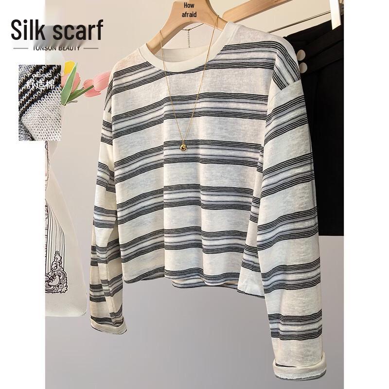 Women s Color Block Stripe Long Sleeve T-shirt L