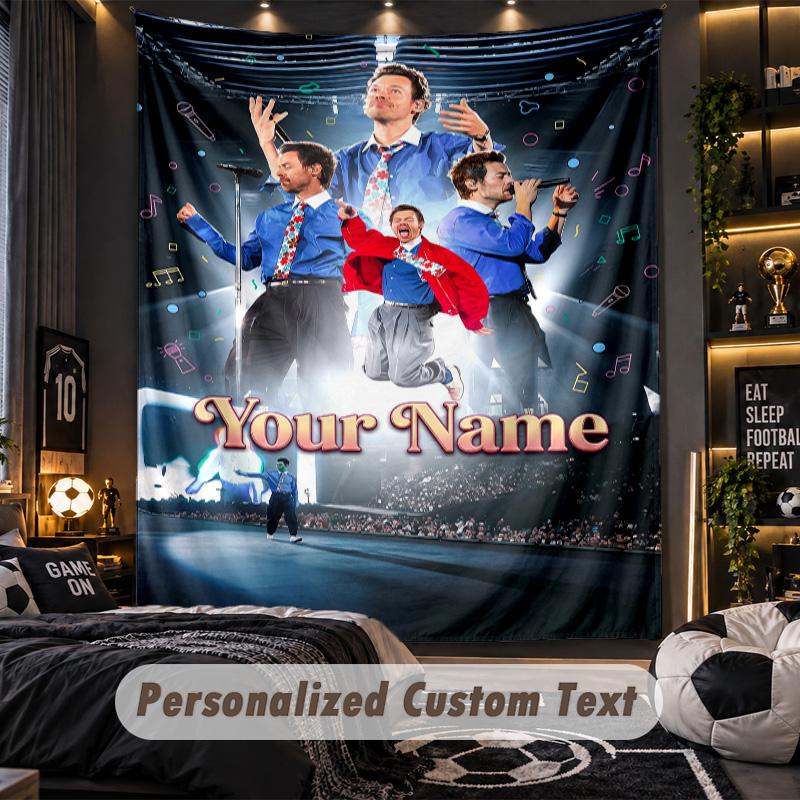 Personalized Wall Tapestry,Harry Styles Custom Printed Name, Fabric Wall Art For Indoor Room Backdrop