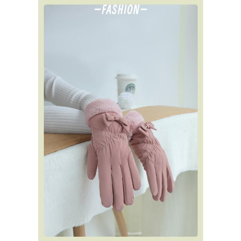Winter Ladies Gloves Plus Velvet Padded Rainproof Gloves Outdoor Windproof and Cold Proof Warm Touch Screen
