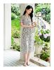 Jiuzi Anna Kou 100 Mulberry Silk Temperament Commuting Style Line Drawing Flower Dress for Women 2025 Summer New Style