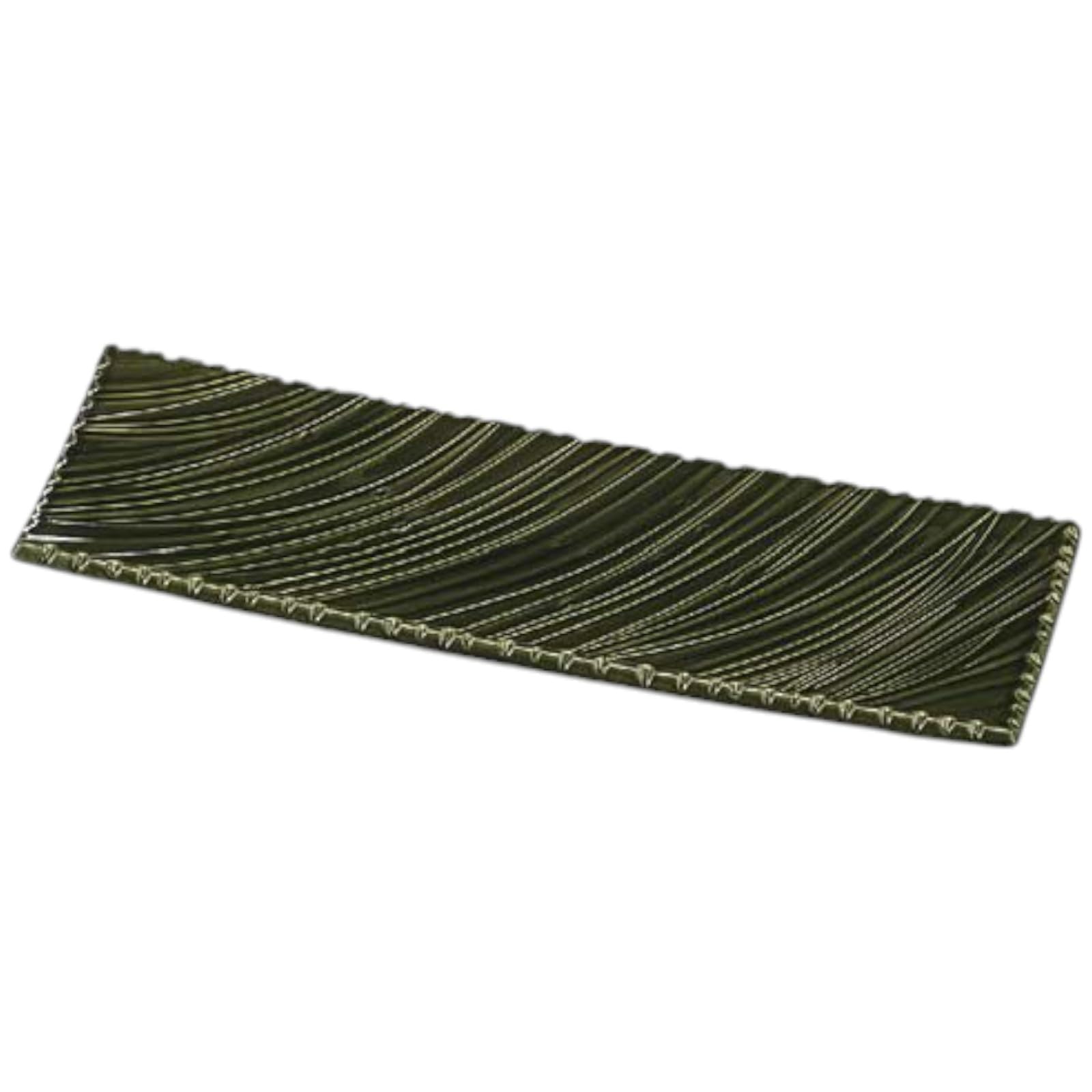 

Premium Nigiri Sushi Shinogi Wave Carved Plate with Oribe Made in Japan J-Kitchens Plate, 34cm, Lacquer, Shatter-Resistant,