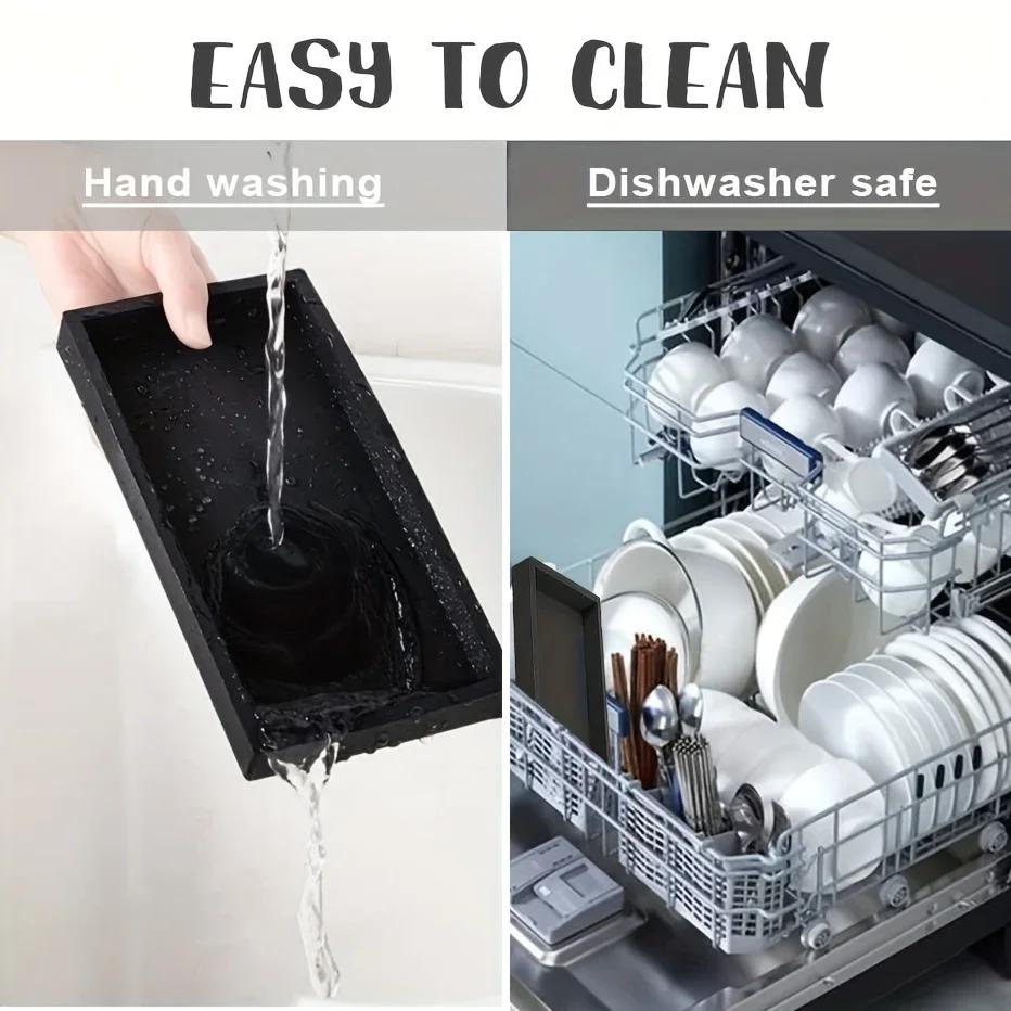 Silicone Organizer Tray 1 Piece Small for Bathroom and Vanity Storage for Soap, Shampoo, Perfume, Jewelry and More.