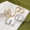 HECHENG,Twisted Cz Temperament Women Earrings ,18K Plated Small Big Hoop Brass Ear Stud for Woemn,Wholesale Gift