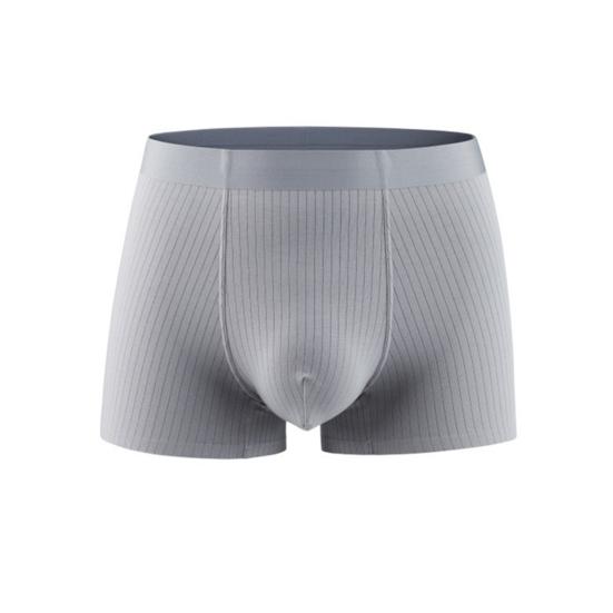 Men Boxer Underwear Elastic Mid-Waist Design Patchwork Color Ribbed U-Convex Shorts Briefs Smooth Texture Panties
