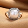 2026 Temperament Niche Diamond-encrusted Pearl Ring Female Korean Light Luxury High Sense Open Index Finger Ring with Jewelry Empty Holder