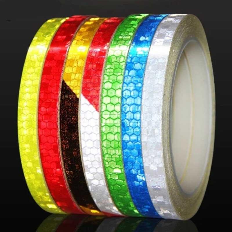 1cm*8m Reflektierendes Band Fluoreszierende MTB Fahrradaufkleber Fahrradstreifen für Helm & Motorradroller Fahrradsicherheitszubehör
