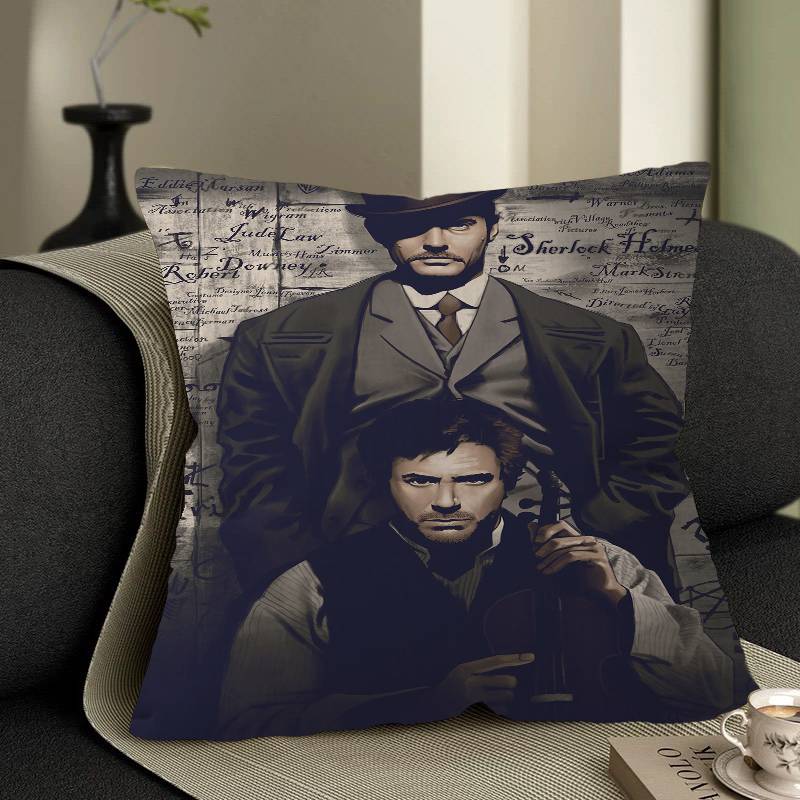 S-Sherlock Holmes Detective Series Pillow Cover Sofa Cushion Cover Home Room Decoration Children Gift
