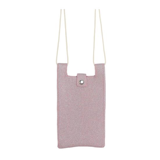 Knitted Mobile Phone Bag Solid Color Shoulder Bag Crossbody Sling Bag with Adjustable Strap for Street Daily Outings Travel Commuting