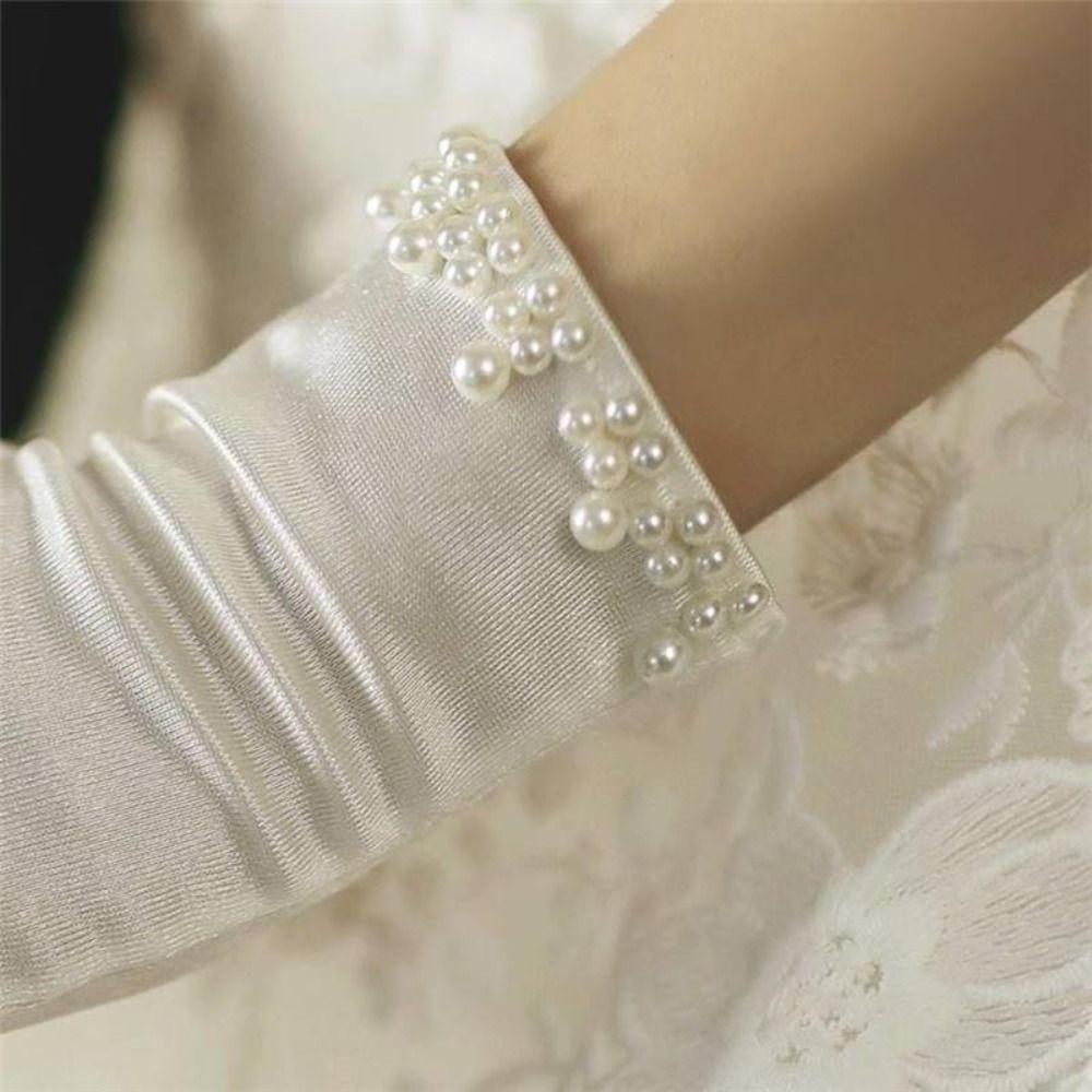 1 Pair Mesh Bow Knot Gloves Short Glove Lace Gloves Women White Satin Gloves Wedding  Ladies/Girls