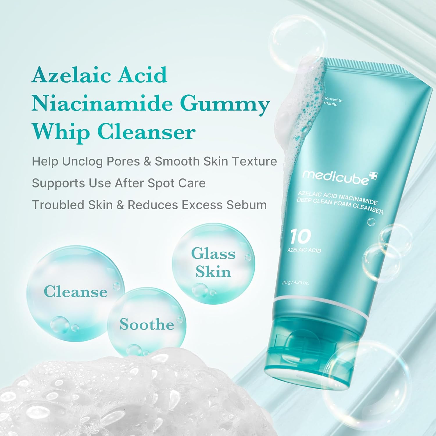 

Azelaic Acid Niacinamide Deep Clean Foam Cleanser 120 g / 4.23 oz.