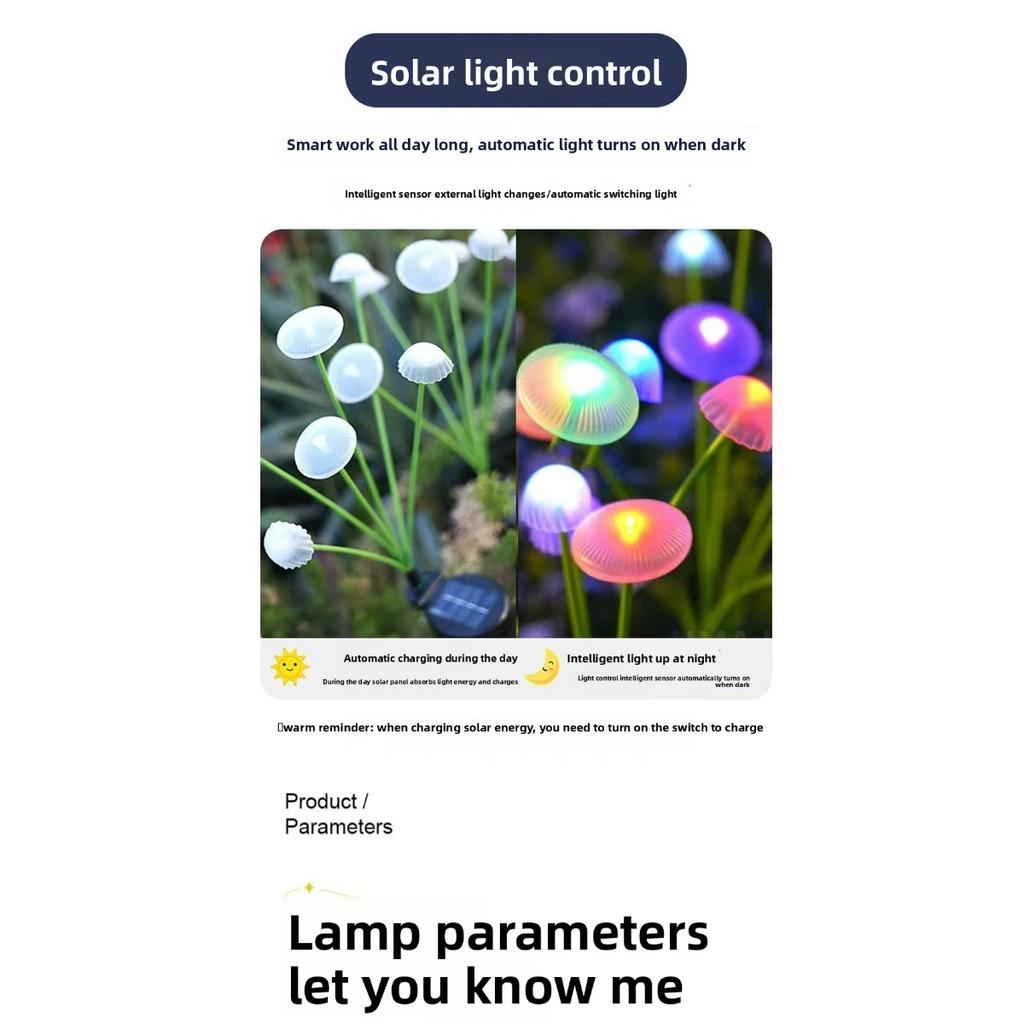 Solar Powered 6/8/10 LED Jellyfish Mushroom Lights, Garden Landscape Lights, Outdoor Lawn Lights, Holiday Garden Decorative Lights