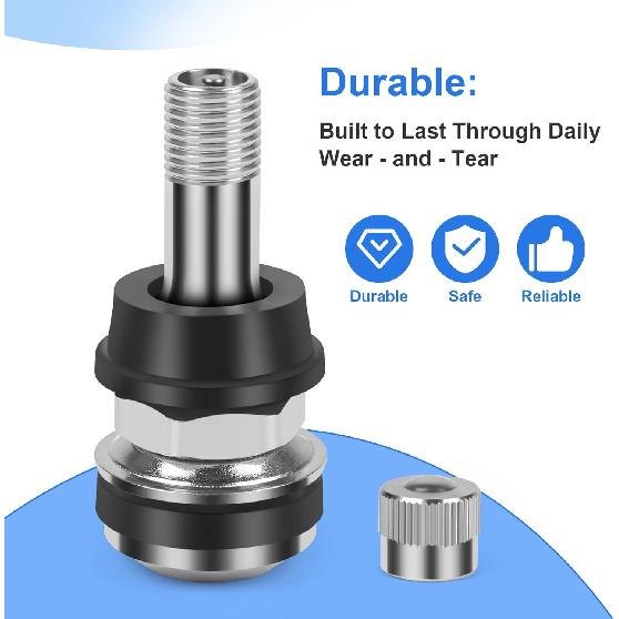 6-Pack TR416 Tire Valve Stems, High Pressure 200 PSI Tubeless Valve Stems, Brass Valve Stems, 1-1/2" Schrader Valve, Fits 0.453" & 0.625" Rim Holes