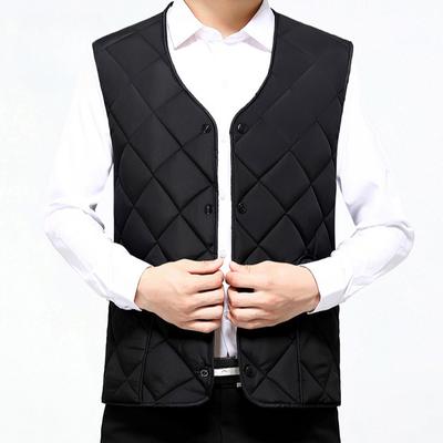 Men's Down Cotton Vest Thickened Short Autumn and Winter Middle-aged and Elderly Cotton Vest Plus Velvet Waistcoat Large Size Vest