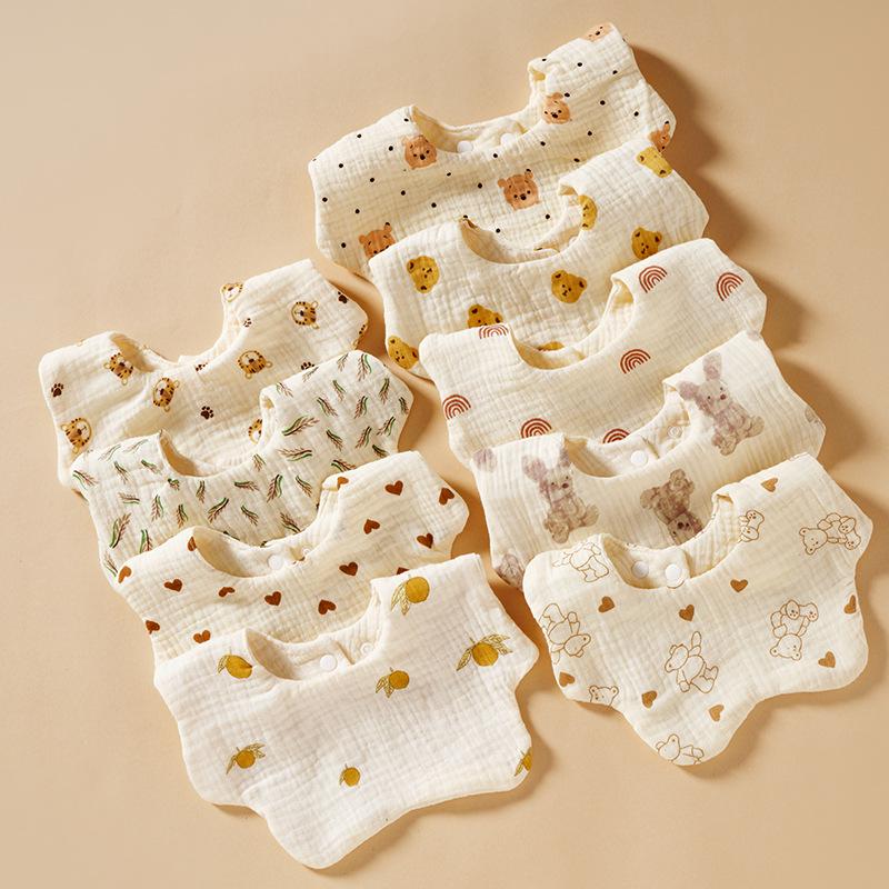 Six-Layer Cotton Petal Bib for Newborns, Boys & Girls - Thin, Soft & Absorbent