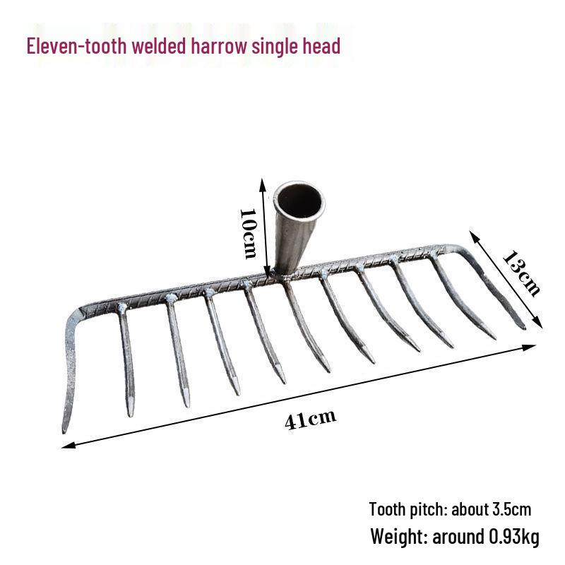 Old-Fashioned Fine-Toothed Stone and Clamming Rake Set for Raking Grass, Leaves, and Leveling Soil
