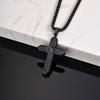 Vnox Stainless Steel 25.7x38.7mm Cross Pendant Necklace with Zircon Stones for Men Women Box Chain Punk Jewelry Gift Anniversary