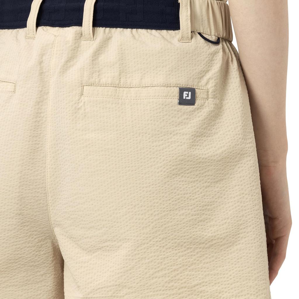 FootJoy Women's Beige Seersucker Elastic Waist Golf Culottes, Size L (FJW-S25-P05, 34902-L)
