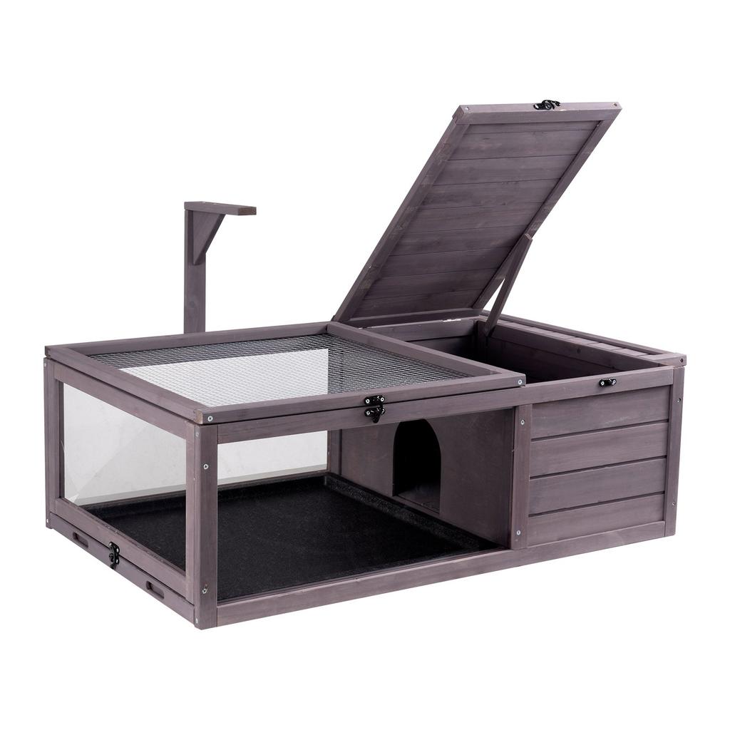 VEVOR Tortoise Habitat, Wooden Tortoise House Indoor & Outdoor, Tortoise Enclosure with Hanging Light Stand