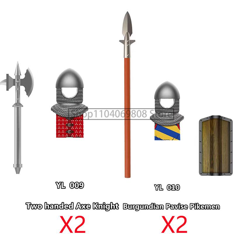 MOC Medieval Military Figures Building Blocks Castle Militia Soldier Dragon Gothic Knight Helmets Swords Shield Bricks Toys N06