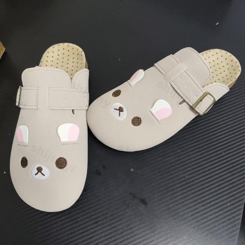 Fashion Women's Shoes Fashion Comfortable 2025 New Retro Thick Soled Boken Shoes Outdoor Casual Shoes Cute Little Bear Half Drag Flats