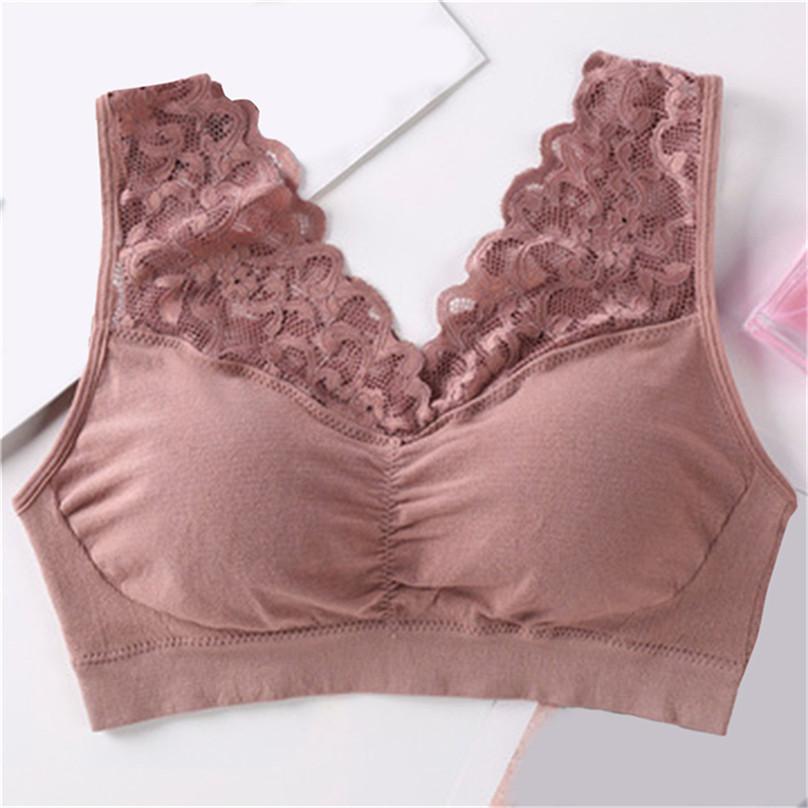 Women Sexy Lace Wire Free Underwear Push Up Bra with Pad Cozy Chest Wrap Bras