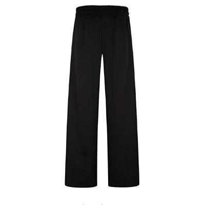 Einfarbiger modischer Jacquard-Webgürtel Baumwollstrick Weitbeinige Freizeithose Damenunterteile Space-Black ZW02280-BEH