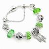 1pcs Bracelet For Men And Women Vintage Style Flowers Tree Of Life Feather Tassel Crystal Green System Beads Jewelry