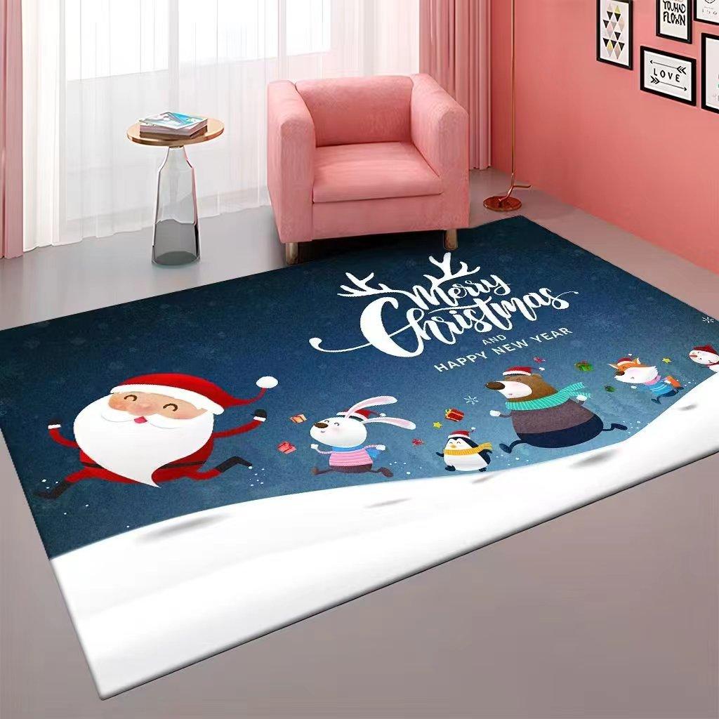 Cartoon Christmas Carpet, Living Room Easy To Clean Sofa Coffee Table Floor Mat Bedroom Full Of Bedside Blankets