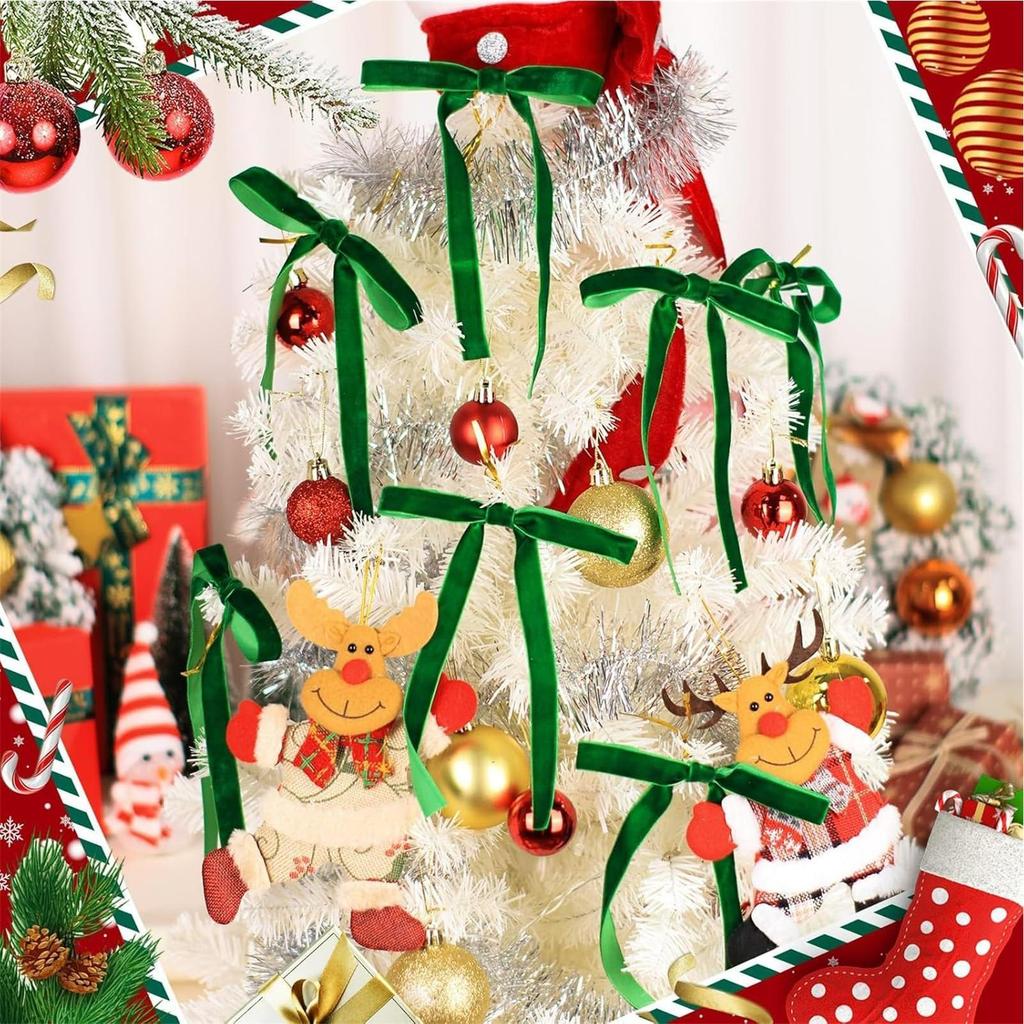 12PCS Red VelvetChristmas Bows For Christmas Tree Gift Decor Ribbon Bows Rustic Ribbon Garland Gift Decoration