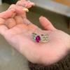 Vintage Fine Jewelry Luxury Daily Ring Light Rose Red Gemstone Rings For Women   Inlay Diamond Sweet Fine Accessories