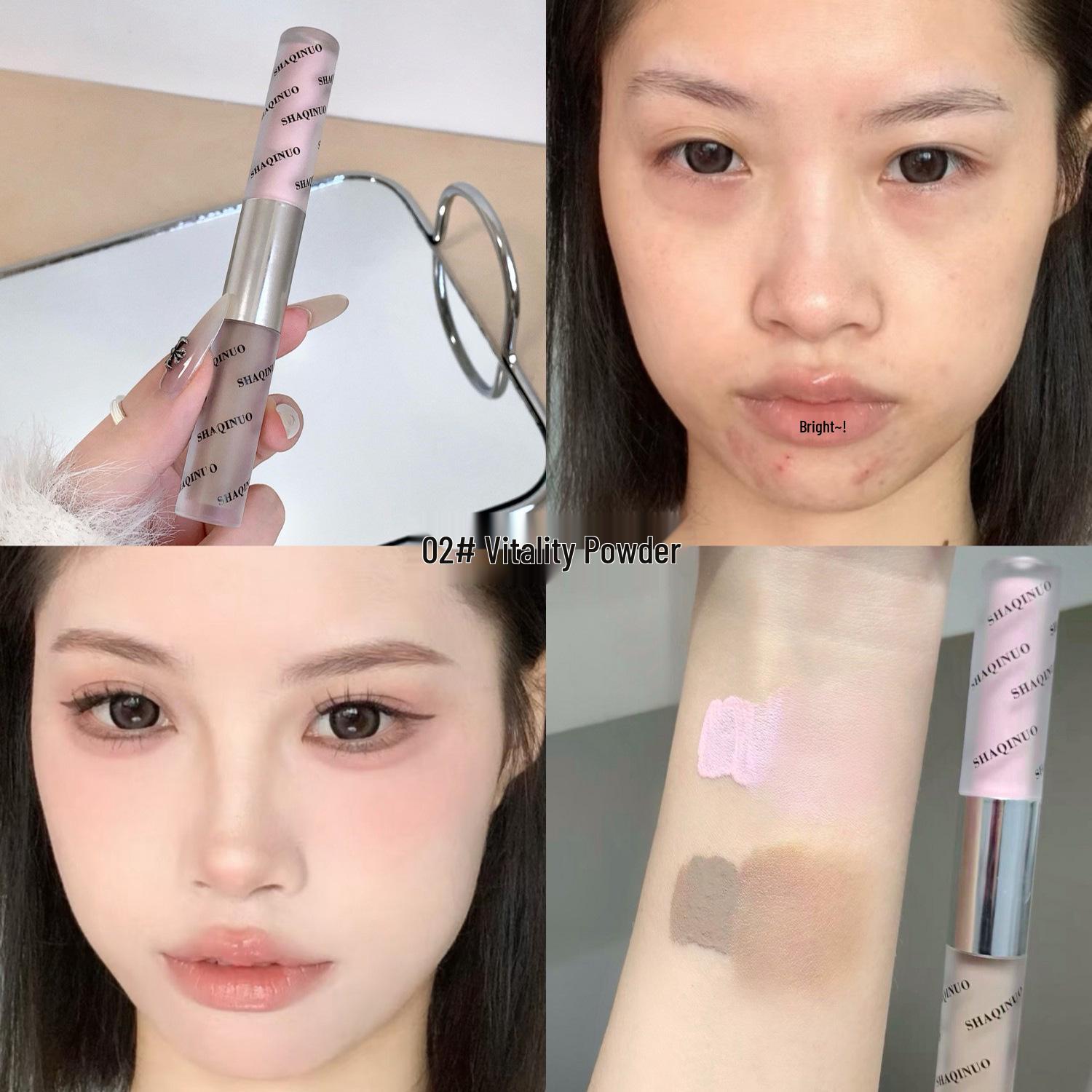 SHAQINUO Двусторонний жидкий стик для хайлайтера и контуринга - Придающий объем, осветляющий, многоцелевой для естественной сияния.