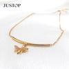 New Fashion Bent Pipe Bee Pendant Necklace O-shaped Chain