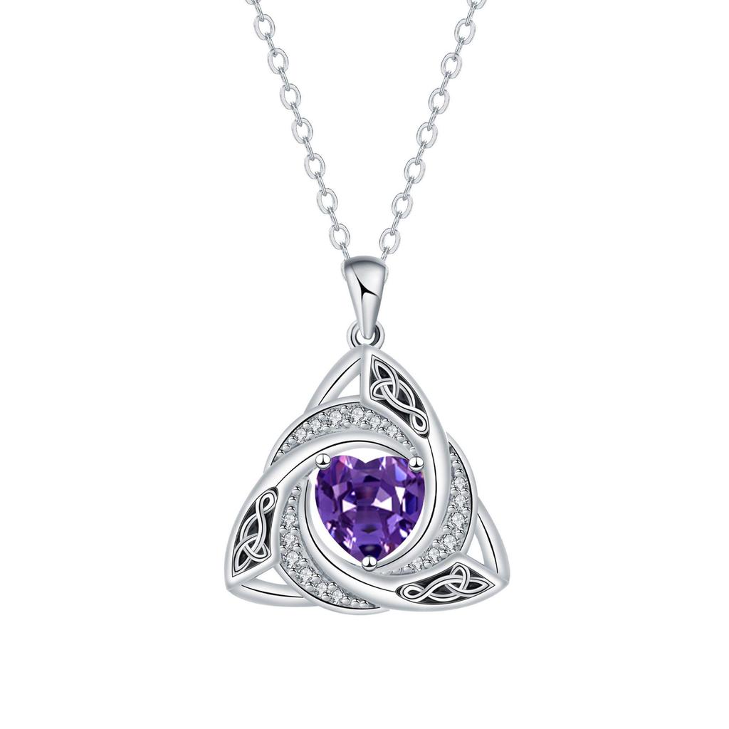Geometric Witch Knot Zodiac Necklace - Celtic Pendant with Twelve Stones Holiday Gift