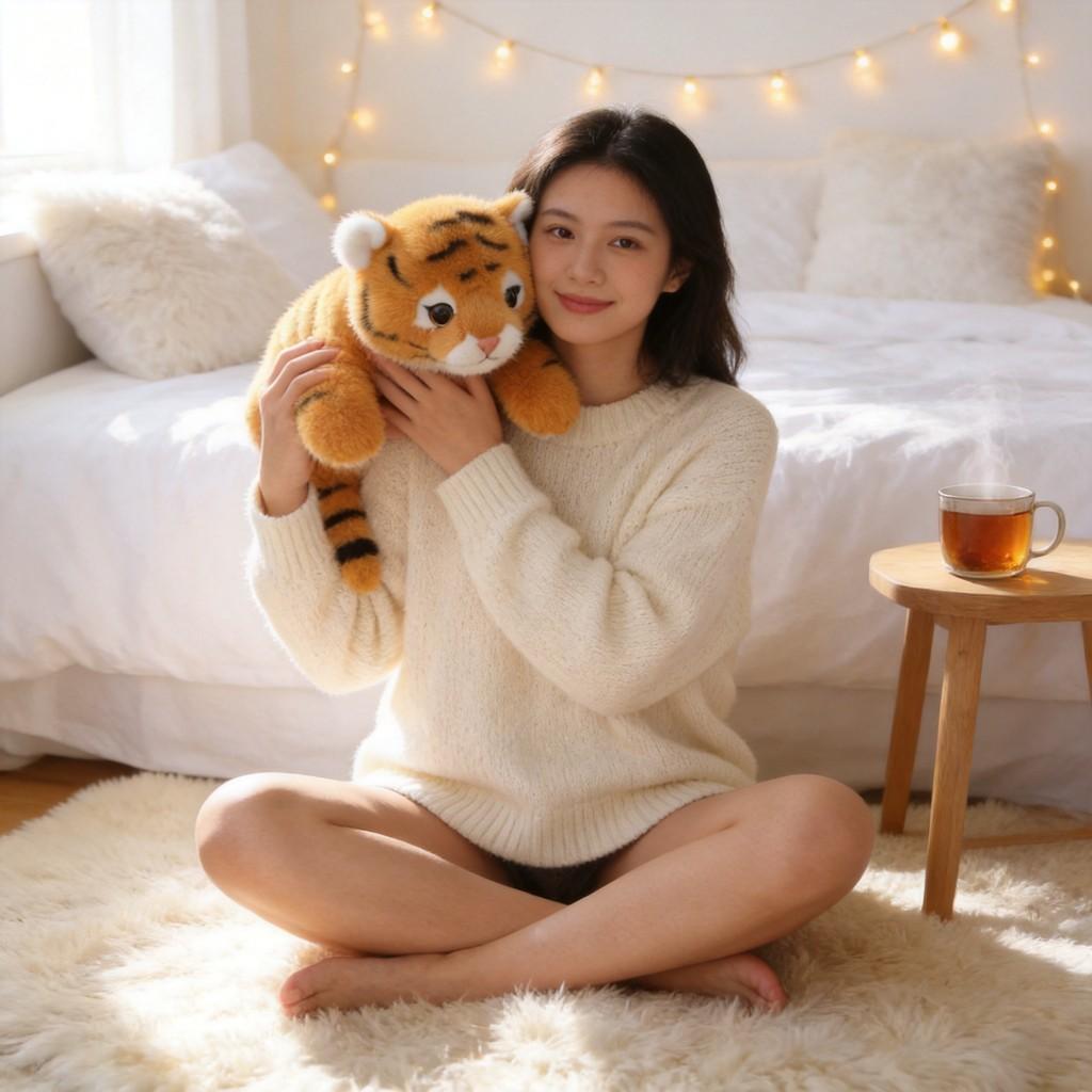 Plush Tiger Toy With Pp Cotton Filling For Kids And Adults Perfect As Birthday Gift