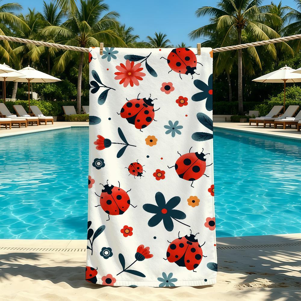 L-Ladybug Towel For Outdoor Camping Anime Beach Towel Super Absorbent Quick-Drying Summer Cartoon Towel