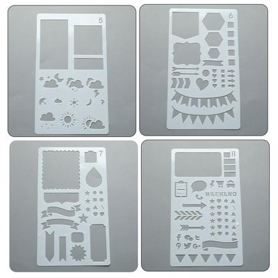 12Pcs Stencil Set Planner Diy Drawing Template Journal Notebook Diary Scrapbook