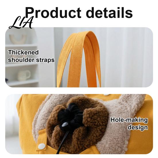 Small Dog Shoulder Bag Pet Carrier Tote Bag, Bear Design Carrying Pouch with Head Hole, Travel Single for Cats Dogs