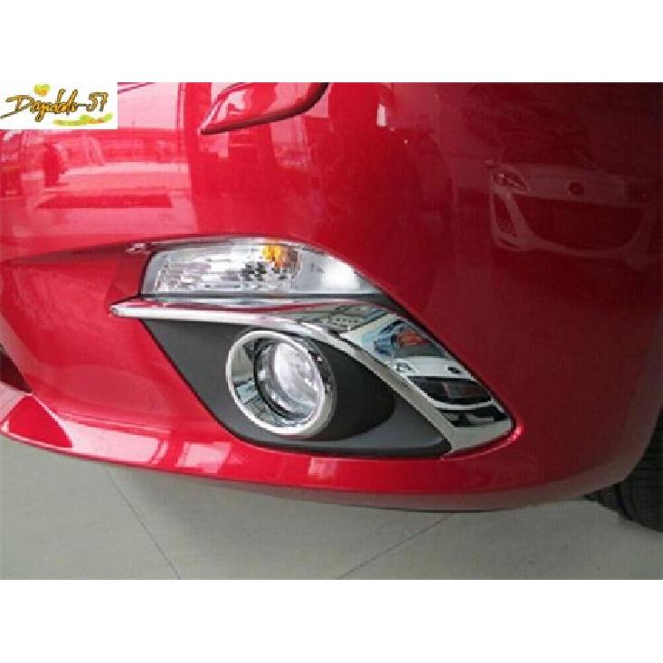 2P Fit For Mazda 3 Axela 2014-2016 Chrome Front Bumper Fog Light Lamp Cover Trim