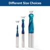 2 PCS CNC Router Bits 1/4inch Shank 1/8inch Cutting Dia Carbide Ball Nose End Mill with Nano Blue Coating for Side Milling End Milling, Finish