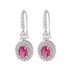Jewelry Copper Bottom Gold-Plated Retro Simulation Red Corundum Blue Spinel Stud Earrings, Main Stone 5 * 7