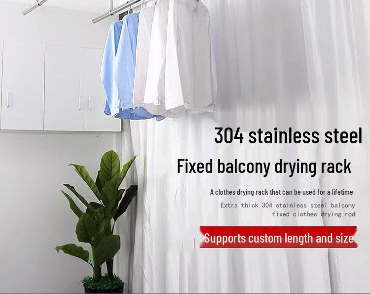 32mm 304 Stainless Steel Clothes Drying Rod for Balcony and Indoor/Outdoor Use