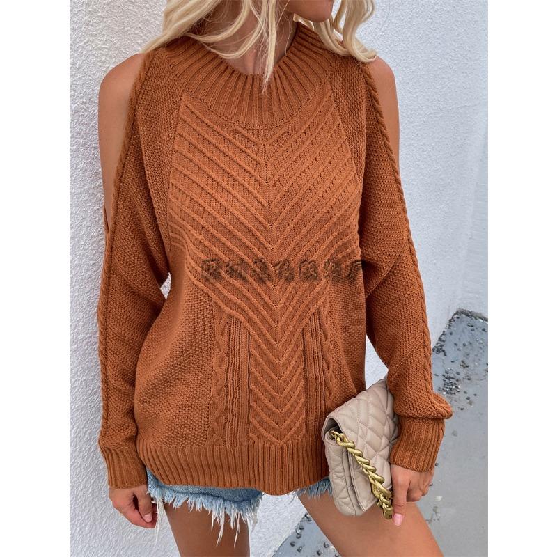 Women S Long Sleeve Crew Neck Knit Sweater Solid Color Casual Fall Winter