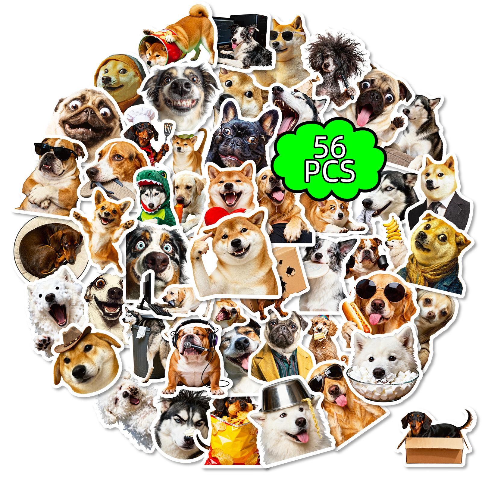 

56 Dog Emojis, Graffiti Stickers, Creative And Funny Cute Pet Decorative Mobile Phone Case Stickers